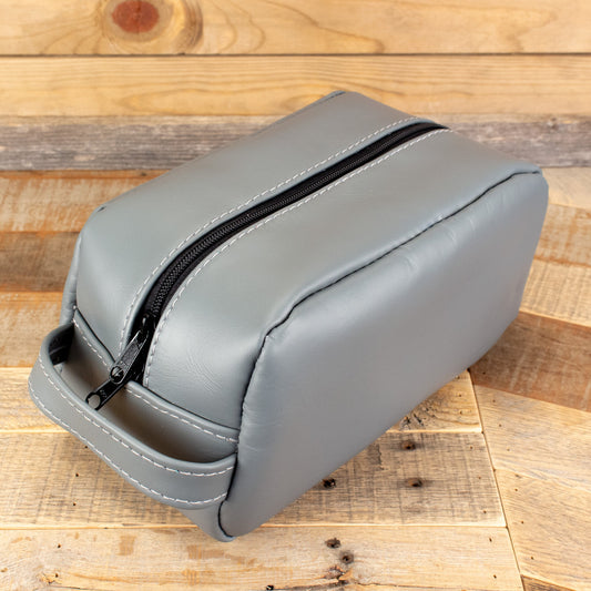 Women's Cowhide Gray Cosmetic Bag