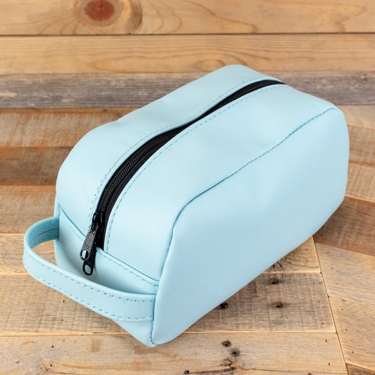 Women's Cowhide Baby Blue Cosmetic Bag