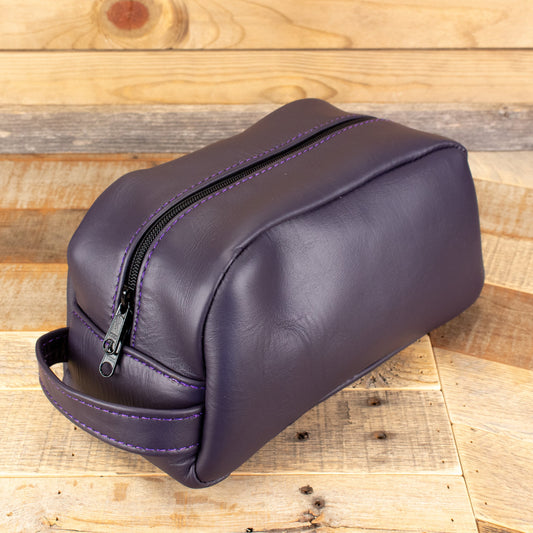 Women's Cowhide Purple Cosmetic Bag