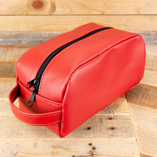 Women's Cowhide Red Cosmetic Bag