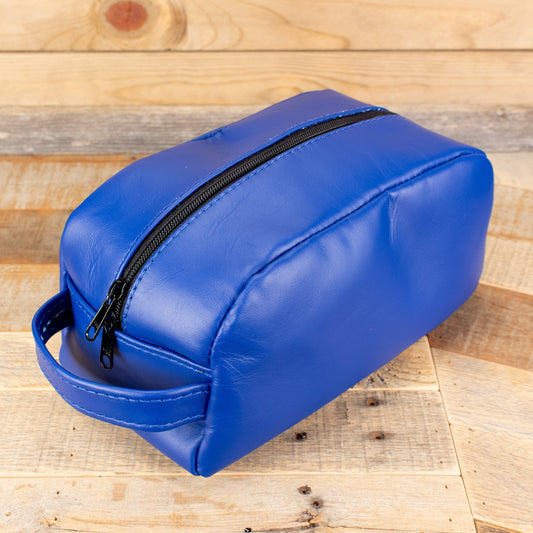Women's Cowhide Blue Cosmetic Bag