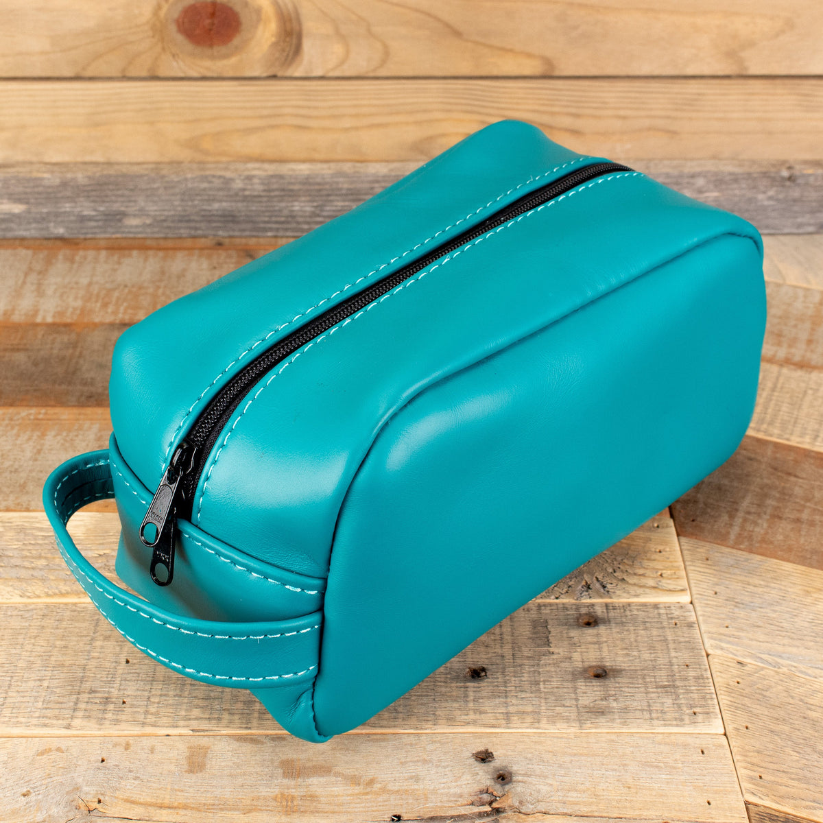 Women's Cowhide Turquoise Cosmetic Bag