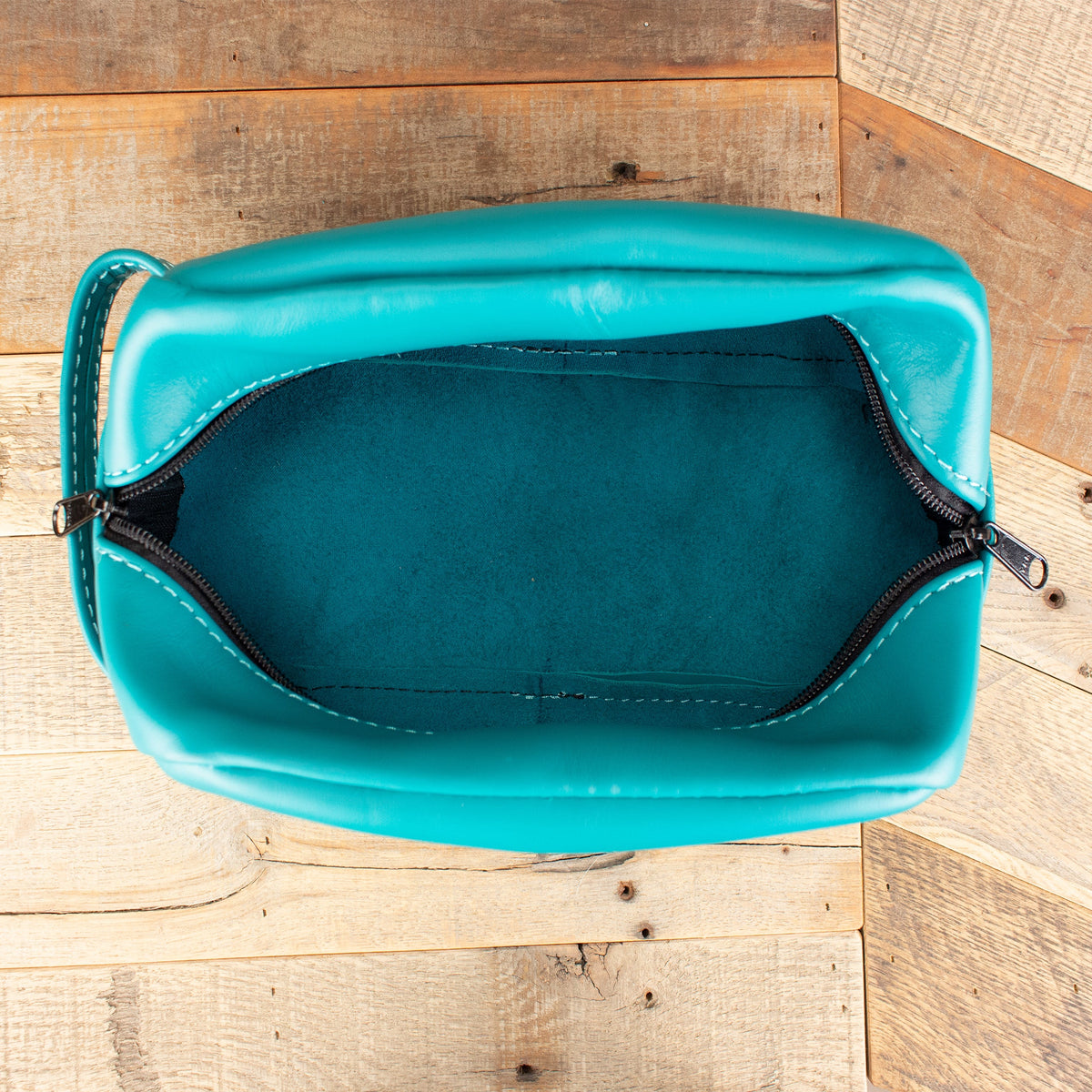 Women's Cowhide Turquoise Cosmetic Bag