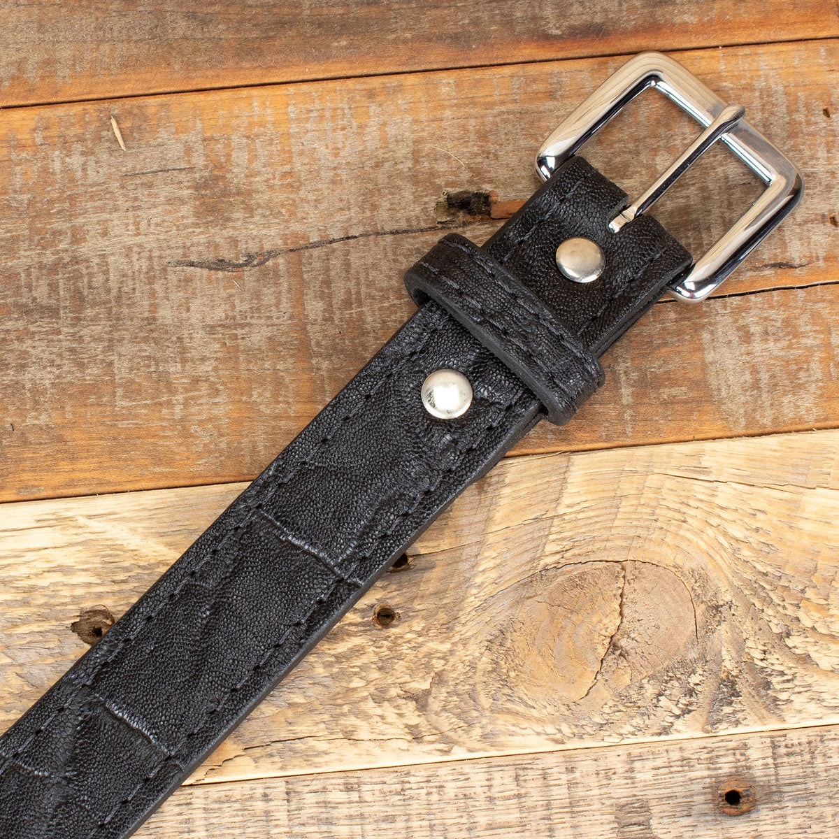 Elephant Black Leather Belt