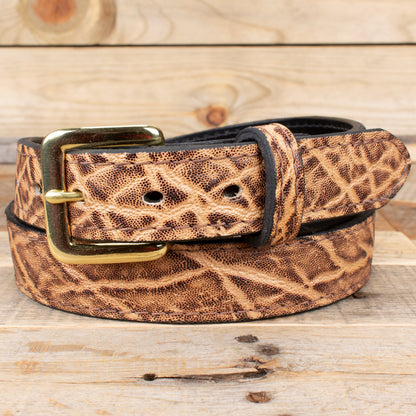 Rustic Brown Elephant Hide Leather Belt