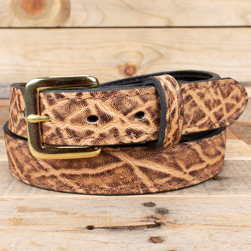 Rustic Brown Elephant Hide Leather Belt
