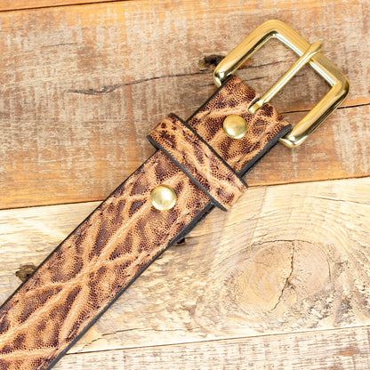 Rustic Brown Elephant Hide Leather Belt