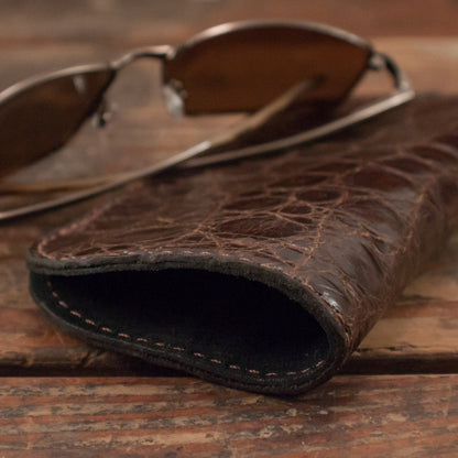 Alligator Matte Brown Glasses Case