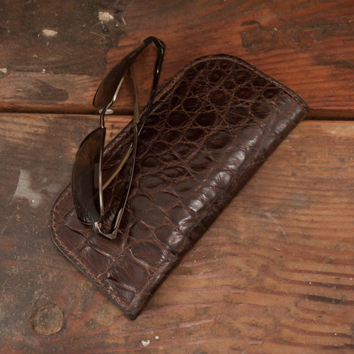 Alligator Matte Brown Glasses Case