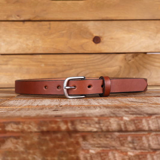 The Dakota - Women's Medium Brown Smooth 1" Belt with Silver Buckle