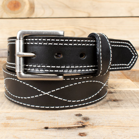 The Tool Belt - Black Figure 8 Leather Belt 1.5"