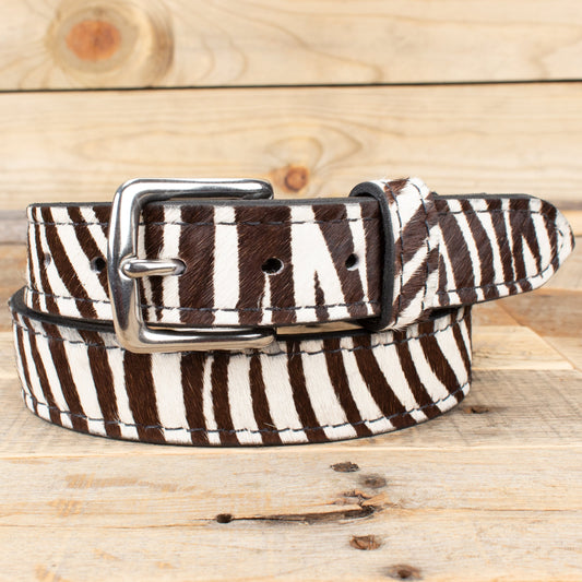 Women's Furry Zebra Belt