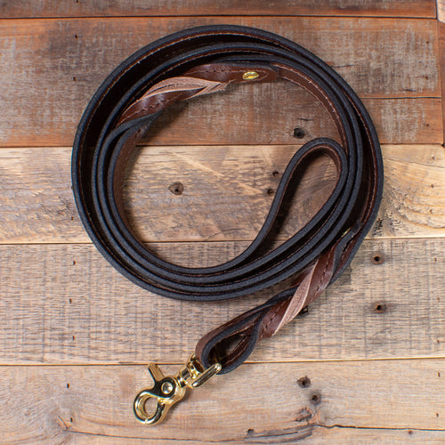 Distressed Braided Brown Leather Dog Leash