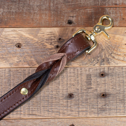 Distressed Braided Brown Leather Dog Leash