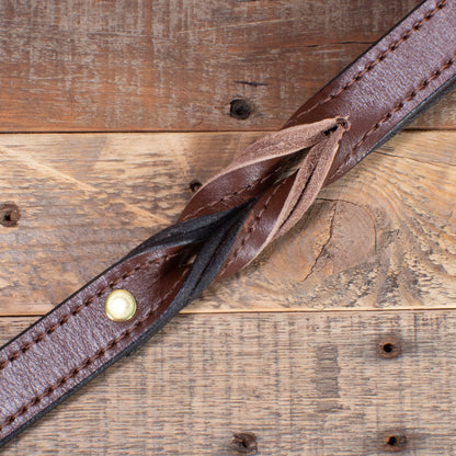 Distressed Braided Brown Leather Dog Leash