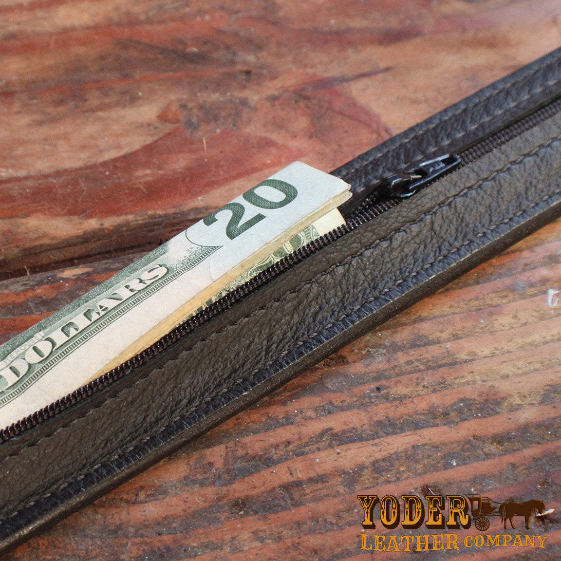 Stitched Brown Money Belt For Men