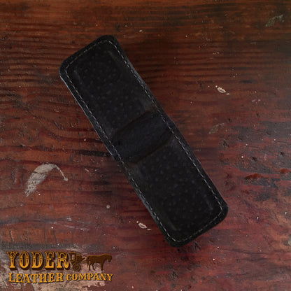Smooth Black Leather Belt & Cowhide Money Clip Wallet Combo
