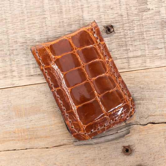Alligator Cognac Cash Clip For Men