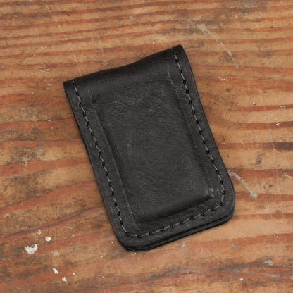 Smooth Black Leather Belt & Cowhide Money Clip Wallet Combo