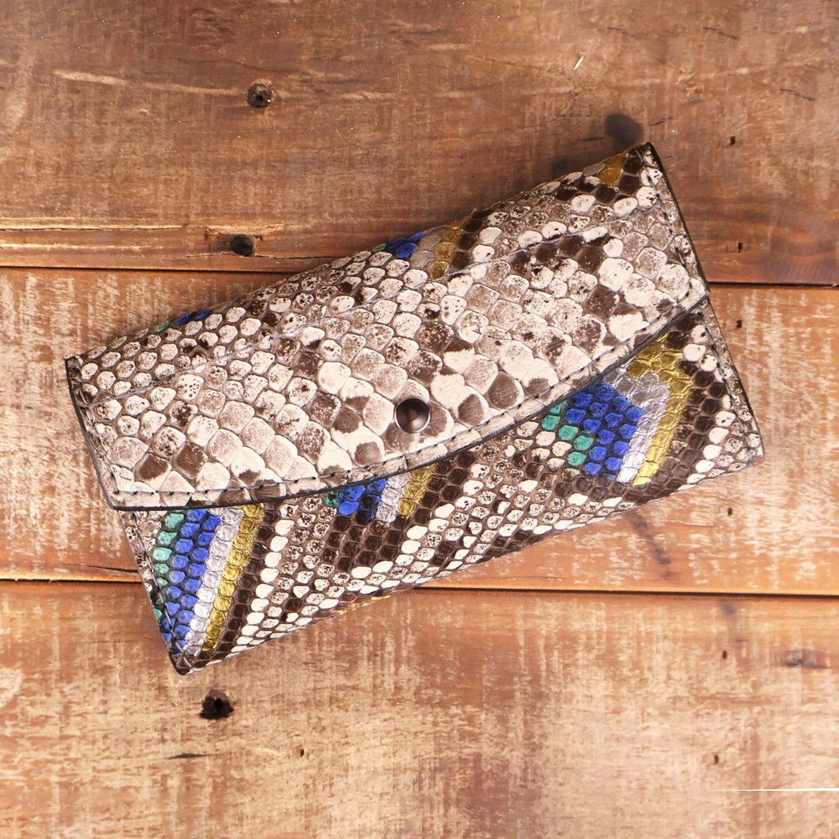 Women's Python Hand Painted Peacock Clutch