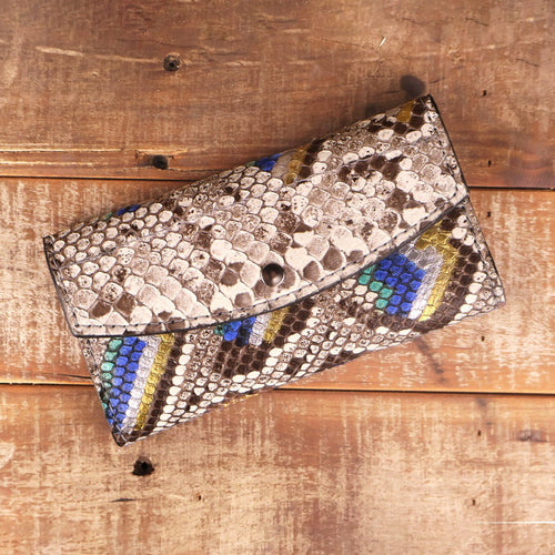Women's Python Hand Painted Peacock Clutch