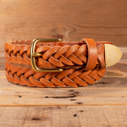 Natural Leather Braided Belt