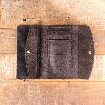 Women's Python Black Suede Clutch