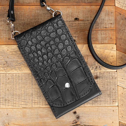 Women's Alligator Matte Black Phone Purse