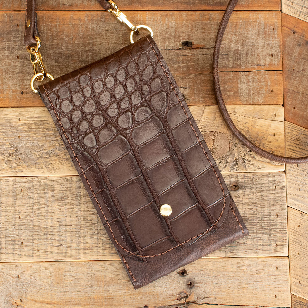 Women's Alligator Matte Brown Phone Purse