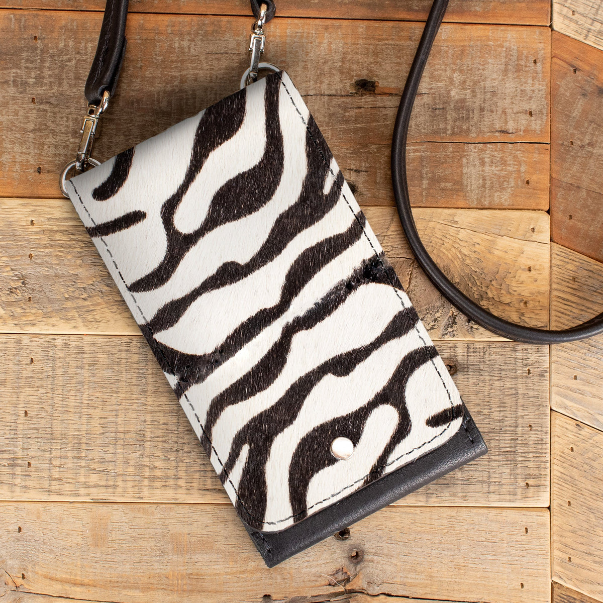 Women's Furry Zebra Phone Purse