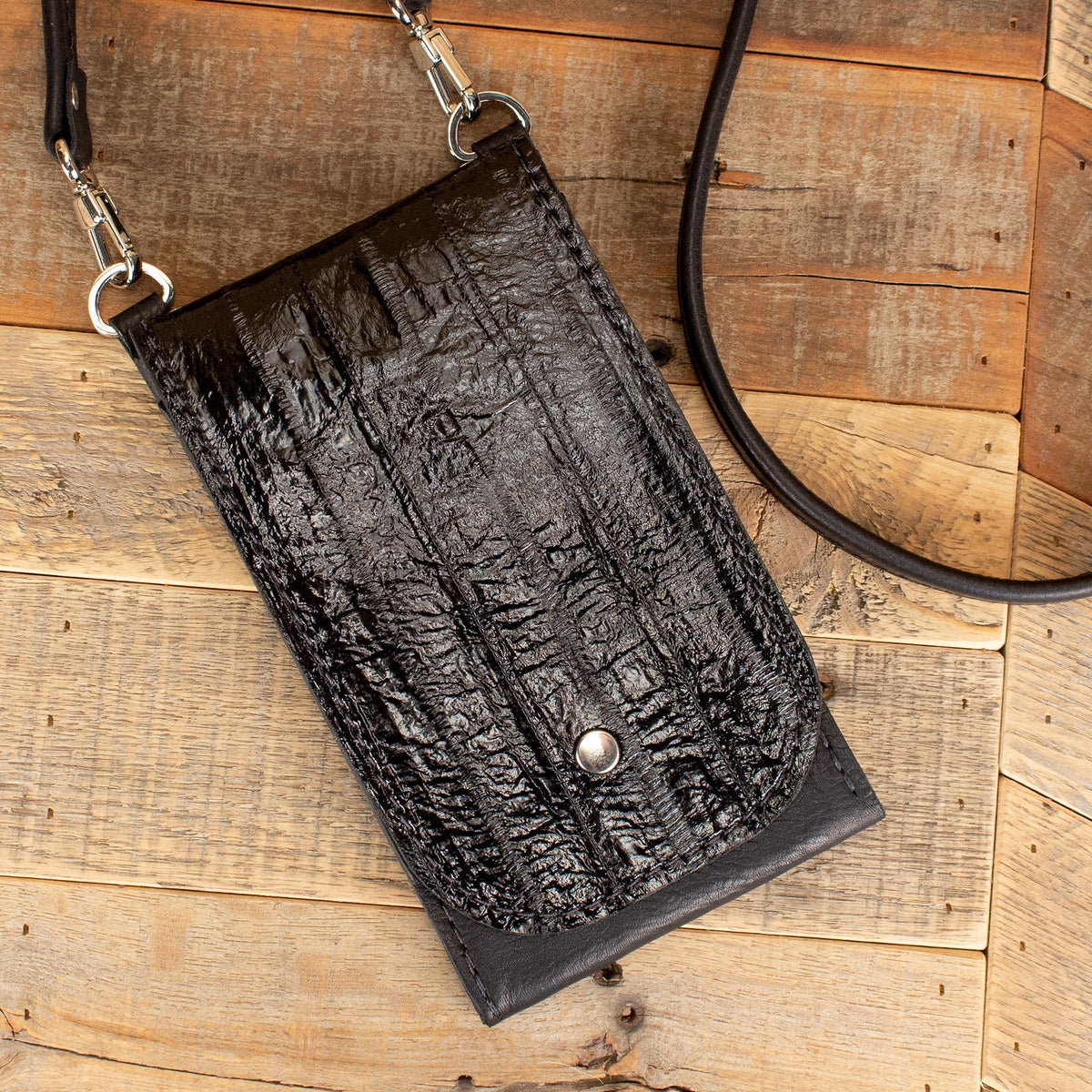Women's Eel Black Phone Purse