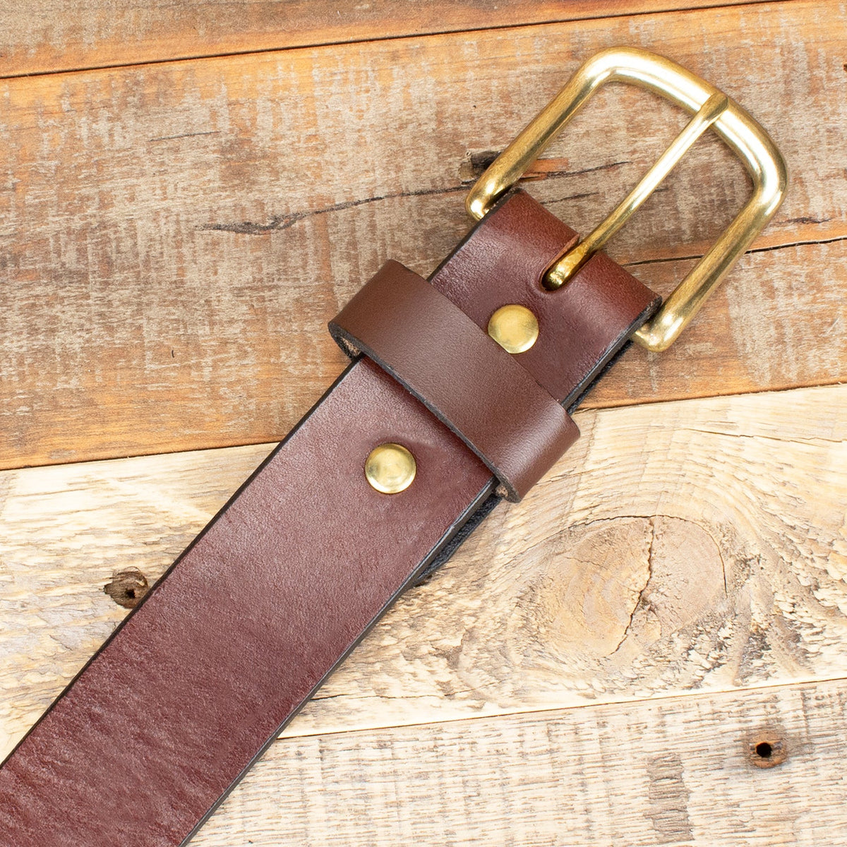Smooth Brown Leather Belt & Cowhide Money Clip Wallet Combo