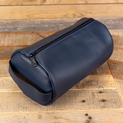 Women's Cowhide Navy Leather Toiletry Bag
