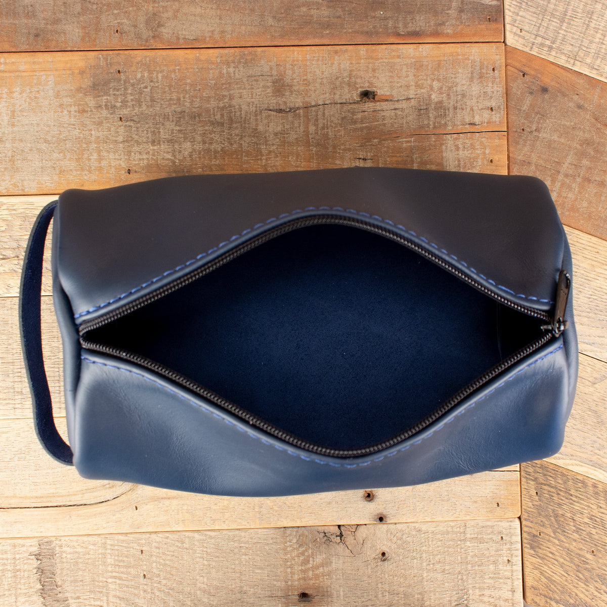 Women's Cowhide Navy Leather Toiletry Bag