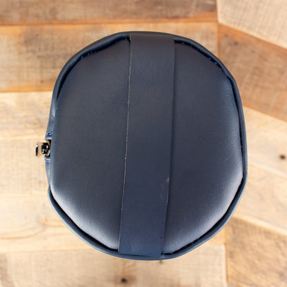 Women's Cowhide Navy Leather Toiletry Bag