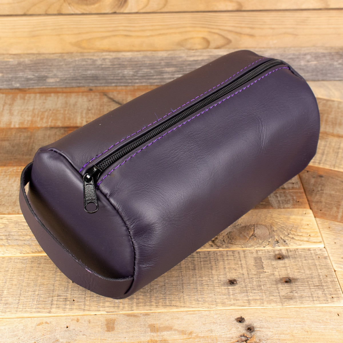Women's Cowhide Purple Leather Toiletry Bag