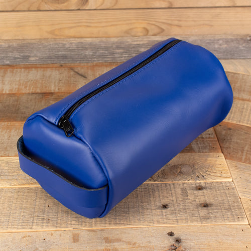 Women's Cowhide Blue Leather Toiletry Bag