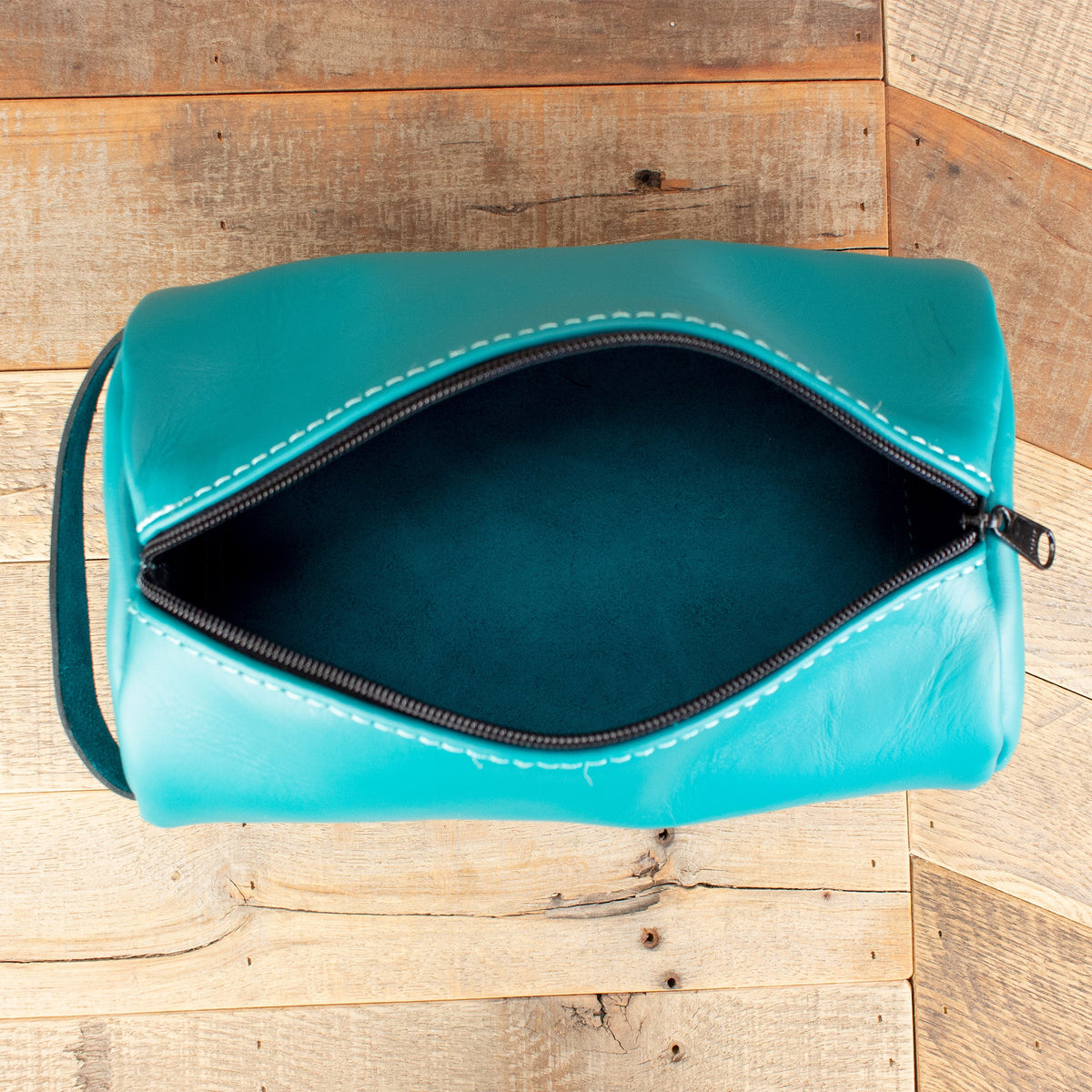 Women's Cowhide Turquoise Leather Toiletry Bag
